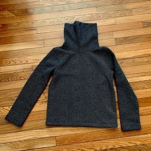 J Crew Navy Long Sleeve Knit Shirt with Mock Turtleneck. Herringbone Pattern